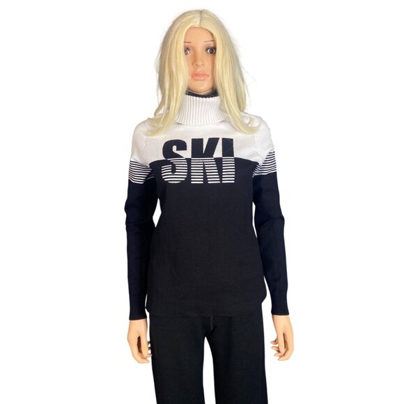 Krimson Klover Sweaters - Krimson Klover Slopeside Turtleneck SKI Sweater W's M Black White Apres